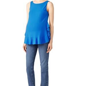 Susan Monaco Womens Blue Ruffled Tank Top Blouse Size Small Maternity Breezy